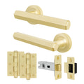 Moreno Satin Brass Lever on Rose Door Handle Kit - 64mm Latch