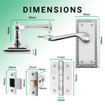 Georgian Rope Edge Scroll Polished Chrome Door Handle Pack - 76mm Latch - tradefit - 3