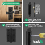 Black Iron Lever Door Handles on Backplate Traditional Canterbury Pattern Lock Pack - 150 x 47mm - 80mm Lock & 76mm Hinge - Black Antique Iron - tradefit - 5
