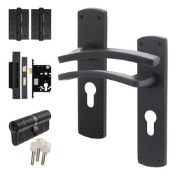 Euroda - Plus Black Door Handle Pack - Euro Lock & Double Cylinder - tradefit