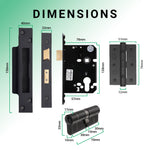 Euroda - Plus Black Door Handle Pack - Euro Lock & Double Cylinder - tradefit - 5