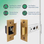4 inch/102mm Fire Rated Tubular Latch Bolt Through - 57mm Backset - Satin Brass - tradefit - 2