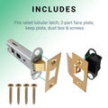 4 inch/102mm Fire Rated Tubular Latch Bolt Through - 57mm Backset - Satin Brass - tradefit