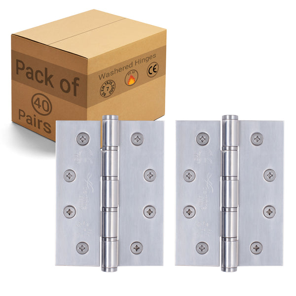 Door Hinges Grade 7 Stainless Steel Washered - 101.6x76.2x2.0mm - Polished Stainless - Case 40 Packs - tradefit - Featured Image