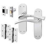 Nola Polished Chrome Door Handle Pack - 76mm Latch - tradefit - 1