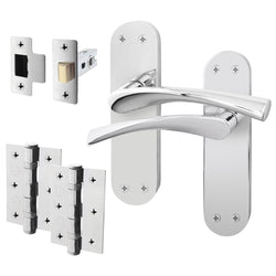 Nola Polished Chrome Door Handle Pack - 76mm Latch - tradefit