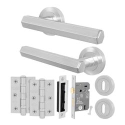 Moreno Satin Nickel Lever on Rose Door Handle Kit - Sashlock - tradefit