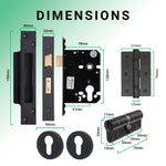 Euroda Black Lever on Rose Fire Door Handle Pack - Euro Lock & Cylinder - FD30/60 - tradefit - 5