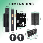 Euroda - Plus Black Lever on Rose Door Handle Pack - Euro Lock & Cylinder - tradefit - 5