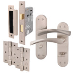 Nola Satin Nickel Door Handle Pack - 80mm Bathroom - tradefit - 1