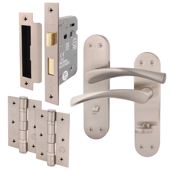 Nola Satin Nickel Door Handle Pack - 80mm Bathroom - tradefit - Featured Image