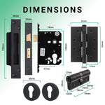 Mode - Grip Black Lever on Rose Fire Door Handle Pack - 3 Lever Lock & Cylinder - FD30/60 - tradefit - 5