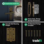 Olbia Antique Brass Lever on Backplate Door Handle Pack – 64mm Bathroom Lock - tradefit - 5