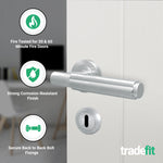 Flores Satin Nickel Lever on Rose Door Handle Kit - Medium Duty FD30/60 - 80mm Sashlock - tradefit - 2