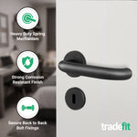 Return to Door Lever on Rose Matt Black Door Handle Kit - Medium Duty - 80mm Sashlock - tradefit - 4