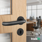 Return to Door Lever on Rose Matt Black Door Handle Kit - Medium Duty FD30/60 - 80mm Sashlock - tradefit - 7