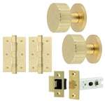 Nador Satin Brass Mortice Door Knob Kit - 76mm Latch - tradefit - 1