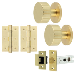 Nador Satin Brass Mortice Door Knob Kit - 76mm Latch - tradefit