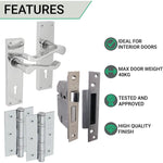 Victorian Scroll Polished Chrome Lever Door Handle Pack - BS3621 5 Lever Lock - tradefit - 3