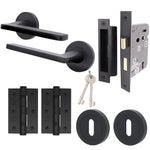 Euroda Black Lever on Rose Door Handle Pack - 3 Lever Lock - 1