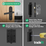 Olbia Matt Black Lever on Backplate Door Handle Pack – 64mm Bathroom Lock - tradefit - 5