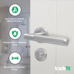 Aurora Satin Nickel Lever on Rose Door Handle Kit - Medium Duty FD30/60 - 80mm Bathroom Lock - tradefit - 2