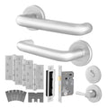 Return to Door Lever on Rose Satin Aluminium Door Handle Kit - Medium Duty FD30/60 - 80mm Bathroom Lock