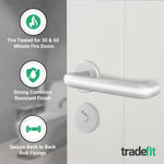 Return to Door Lever on Rose Satin Aluminium Door Handle Kit - Medium Duty FD30/60 - 80mm Bathroom Lock - tradefit - 5