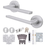 Euroda Satin Chrome Lever on Rose Fire Door Handle Pack - Euro Lock & Thumbturn Cylinder - FD30/60 - tradefit - 1