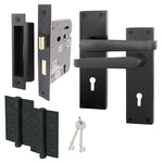 Straight Pattern Black Door Handle Pack - 80mm Sashlock - tradefit - 1