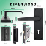 Straight Pattern Black Door Handle Pack - 64mm Sashlock - tradefit - 3