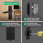 Straight Pattern Black Door Handle Pack - 80mm Sashlock - tradefit - 5