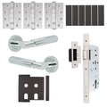 Flores Polished Chrome Lever on Rose Door Handle Kit - Heavy Duty FD30/60 - DIN Latch