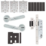 Flores Polished Chrome Lever on Rose Door Handle Kit - Heavy Duty FD30/60 - DIN Latch - tradefit - 1