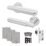 Flores Polished Chrome Lever on Rose Door Handle Kit - Heavy Duty FD30/60 - DIN Latch - tradefit - 1