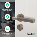 Aurora Antique Brass Lever on Rose Door Handle Kit - Medium Duty FD30/60 - 80mm Euro Sashlock and Double Cylinder - Keyed to Differ - tradefit - 2