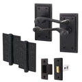 Georgian Rope Edge Scroll Black Door Handle Pack - 64mm Latch