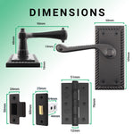 Georgian Rope Edge Scroll Black Door Handle Pack - 64mm Latch - tradefit - 3