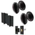 Tudor Black Iron Oval Mortice/Rim Door Knob Kit - 76mm Latch - 76mm Hinges