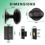 Tudor Black Iron Oval Mortice/Rim Door Knob Kit - 76mm Latch - 76mm Hinges - tradefit - 3