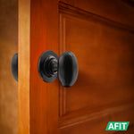 Tudor Black Iron Oval Mortice/Rim Door Knob Kit - 76mm Latch - 76mm Hinges - tradefit - 6