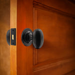 Tudor Black Iron Oval Mortice/Rim Door Knob Kit - 76mm Latch - 76mm Hinges - tradefit - 5