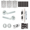 Aurora Polished Chrome Lever on Rose Door Handle Kit - Heavy Duty FD30/60 - DIN Euro Sashlock and Double Cylinder - Keyed Alike