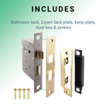 Mortice Fire Rated Bathroom Lock - 64mm Case Size - 44mm Backset - Satin Brass - tradefit - 5