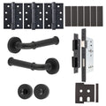 Claro Matt Black Lever on Rose Door Handle Kit - Heavy Duty FD30/60 - DIN Bathroom Lock
