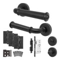 Claro Matt Black Lever on Rose Door Handle Kit - Heavy Duty FD30/60 - DIN Bathroom Lock