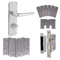 Contractor Satin Aluminium Door Handle Fire Door Pack - Bathroom - FD30/60