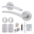 Euroda-Plus Satin Chrome Lever on Rose Door Handle Pack - Euro Lock & Cylinder