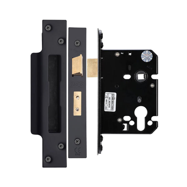 Euro Profile Sashlock Case - 76mm Case 57mm Backset - Matt Black - tradefit - Featured Image