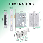 Euroda - Plus Satin Chrome Fire Door Handle Pack - Euro Lock & Thumbturn Cylinder - tradefit - 5